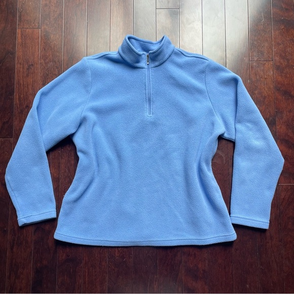 L.L. Bean Sweaters - LL Bean 1/4 Zip Fleece Pullover Women's Large L/S Blue Sweatshirt